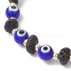 Браслеты из натуральной лавы и бусин ручной работы в технике лэмпворк&nbsp;BJEW-JB11984-03