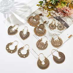 6 пара 6 стильных полых толстых серег-колец из сплава&nbsp;EJEW-AN0001-12