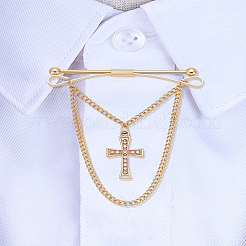 1 шт. крестообразные латунные стразы подвесные цепи булавки для воротника зажимы для галстука&nbsp;AJEW-LP0002-47G