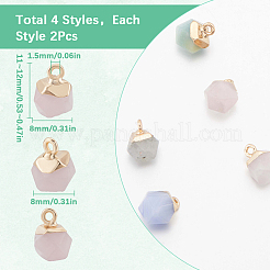 8 шт. 4 стиля гальванизированных натуральных розового кварца&nbsp;G-SC0003-05