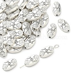 Овальная с цветком тибетском стиле сплава бисером&nbsp;TIBEB-1199-AS-LF