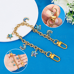 Подвеска в виде звезды и луны из латуни и натуральной ракушки пауа&nbsp;HJEW-PH02278