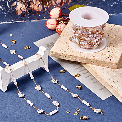 Комплекты украшений для ожерелий из латунных стеклянных бабочек и пластиковых бусин-подставок с искусственным жемчугом&nbsp;DIY-TA0010-49