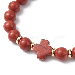 Браслеты из натуральной красной яшмы с круглыми бусинами для мужчин и женщин&nbsp;BJEW-JB12258-02