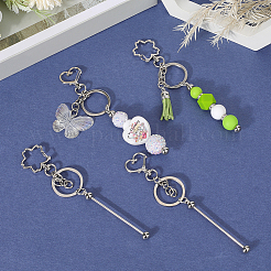 10шт. брелок для ключей из железного прута с бусинами&nbsp;KEYC-SC0001-76