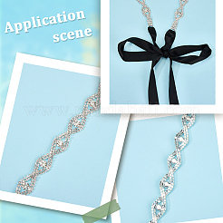 Металлические пояса для талии со стразами в форме конского глаза для свадебного платья&nbsp;AJEW-WH20080-65F-S