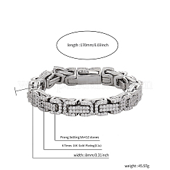 Браслеты-цепочки в византийском стиле из латуни с микропаве и прозрачными кубическими циркониями для женщин&nbsp;FS-WG63F55-02