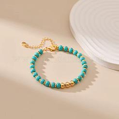 Женские браслеты из синтетической бирюзы и латуни с круглыми бусинами&nbsp;QJ7168