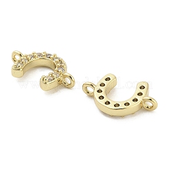 Подвески-подковы из латуни с микропаве из прозрачного кубического циркония&nbsp;KK-H527-09G
