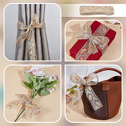 Полиэстеровая лента с рисунком в виде перьев&nbsp;OCOR-WH0101-151B