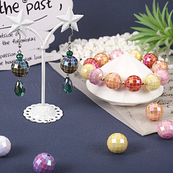 60шт 10 цвета УФ-покрытием радужные радужные акриловые бусины&nbsp;PACR-TA0001-08