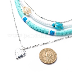 4 шт. 4 стильных ожерелья с подвеской в виде сердца из сплава&nbsp;NJEW-JN04034