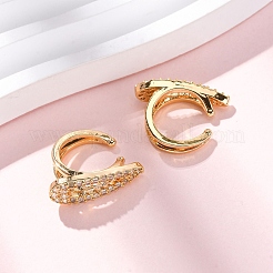 Серьги-капли из латуни с микропаве из прозрачных кубических цирконий&nbsp;EJEW-F384-21G