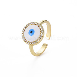 Плоское круглое кольцо-манжета с эмалью от сглаза&nbsp;RJEW-N035-084-NF