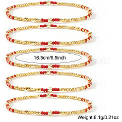 5 шт. браслет в стиле бохо из многорядных бусин со стеклянными вставками.&nbsp;XH2796