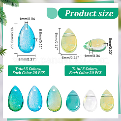 120шт 6 цвета прозрачные стеклянные подвески&nbsp;GLAA-GA0001-80