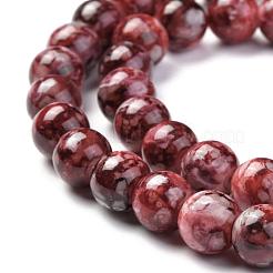 Непрозрачные с напылением стеклянные бусины&nbsp;GLAA-WH0015-43E