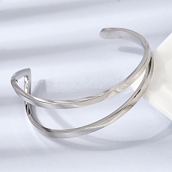 Браслеты-манжеты из нержавеющей стали 304 для женщин&nbsp;BJEW-D408-29P