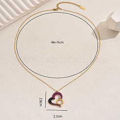 Ожерелья из нержавеющей стали с подвеской в форме сердца и кольца из кубического циркония для женщин на каждый день&nbsp;EU2740