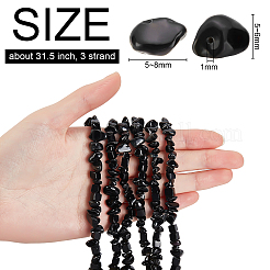 3 нить бусин из натурального обсидиана&nbsp;G-BC0001-24