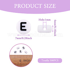 500 шт. Акриловые бусины с горизонтальным отверстием и буквами&nbsp;OACR-YS0001-03E