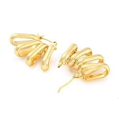 Латунные полые овальные серьги-кольца с покрытием стойки&nbsp;EJEW-P240-10G