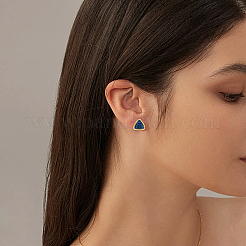 10 пара двухцветных сверкающих треугольных серег-гвоздиков из сплава и смолы&nbsp;EJEW-HY0001-27