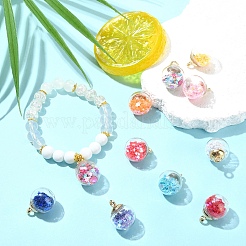 50 шт. 10-х цветные стеклянные круглые подвески&nbsp;GLAA-YW0004-54