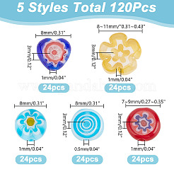 120 шт. 5 стиля стеклянных бусин миллефиори ручной работы&nbsp;LAMP-AR0001-33