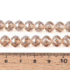 Гальваническое покрытие прозрачных круглых стеклянных бусин в нитях&nbsp;EGLA-T029-8mm-12T-14