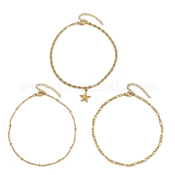 Летние пляжные браслеты на ногу из нержавеющей стали 304 с подвесками в виде морской звезды&nbsp;LS-AJEW-F068-01G