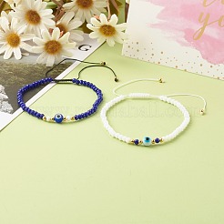Регулируемые браслеты из плетеных бусин из нейлоновой нити&nbsp;BJEW-JB06440