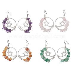 Серьги-подвески в виде луны со звездами из сплава&nbsp;EJEW-JE06804