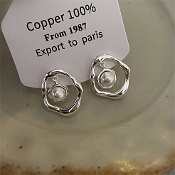 Овальные серьги-гвоздики из латуни и акрила&nbsp;FS-WGF0153-01