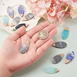 16шт 4 цвета непрозрачной смолы и подвески из орехового дерева&nbsp;RESI-CJ0001-208