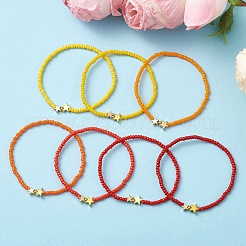 7шт. стеклянные бусины эластичные браслеты для женщин&nbsp;BJEW-MZ00279