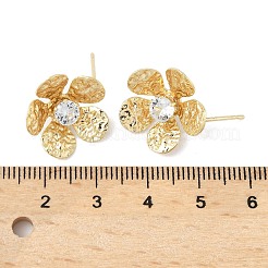 Фурнитура для сережек-гвоздиков из цветочной латуни с микропаве из кубического циркония&nbsp;LS-KK-M326-08G
