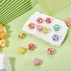 12 шт. 12-х цветные круглые бусины из смолы с фруктовым узором&nbsp;RESI-TA0004-78