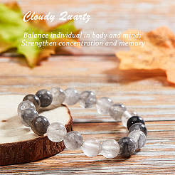 Нити круглых бусин из натурального драгоценного камня мутного кварца&nbsp;G-OC0001-17