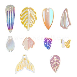 50 шт. 10 стиля прозрачные стеклянные подвески с распылительной росписью&nbsp;GLAA-FS0001-07