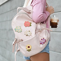 6шт 6 стильные эмалевые булавки в виде цветка&nbsp;JEWB-SZ0001-61