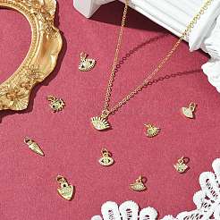 10 шт. 10 стиля подвески с глазом из латуни с микропаве из кубического циркония&nbsp;KK-CJ0002-51