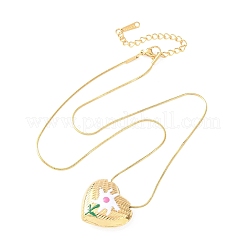 Женские ожерелья с подвеской в виде сердца и цветка из нержавеющей стали 304&nbsp;NJEW-D347-01G-02