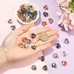 70шт 7 цвета гальванические прозрачные стеклянные бусины&nbsp;EGLA-YW0005-71