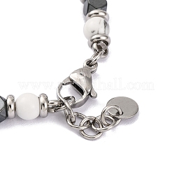 Браслет из круглых бусин из натурального хаулита и синтетического гематита&nbsp;BJEW-P339-02P-06