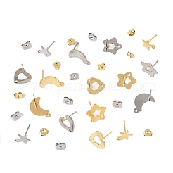 16 шт. 8 стиля фурнитуры для сережек-гвоздиков из нержавеющей стали 304&nbsp;STAS-FS0001-86