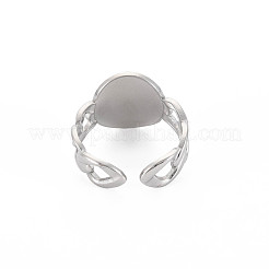 Не тускнеющая нержавеющая сталь 304 овальная с человеческим широко открытым манжетным кольцом для женщин RJEW-S405-164P