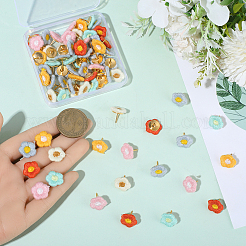 60 шт. кнопки-цветы из полиэстера и сплава&nbsp;AJEW-SC0031-46