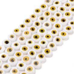 Ручной сглаза Lampwork плоские круглые пряди шарик&nbsp;LAMP-L058-6mm-22