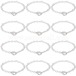 12шт сплава кабельные цепные браслеты для женщин и мужчин&nbsp;BJEW-SC0001-60P